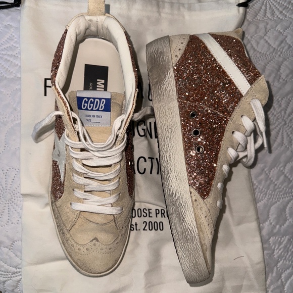 NEW NEVER WORN Golden goose midstar gold sparkle - Picture 1 of 5